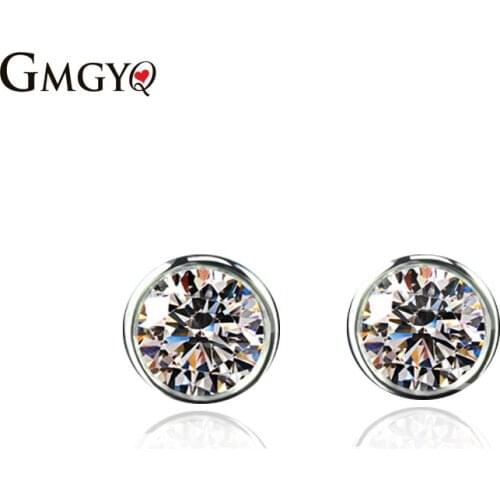 GMGYQ Fashion Accessories 2018 Aretes De Acero Inoxidable Para Mujer Cubic Zircon Voor Vrouwen Cute Round Stud Crown Earrings