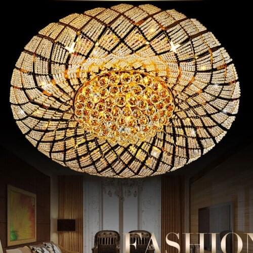Crystal Ceiling Lights Fixture LED Lamps Gold Modern Ceiling Lamp Round Bird Nest Home Indoor Lighting 3 White Colors Changeable