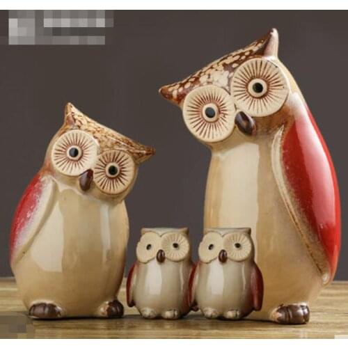 CERAMIC HANDICRAFTS MODERN OWLS STATUE LIVING ROOM ANIMAL ORNAMENTS OWL CRAFTS TOY HOME DECOR FIGURE 4 STYLE OPTIONAL