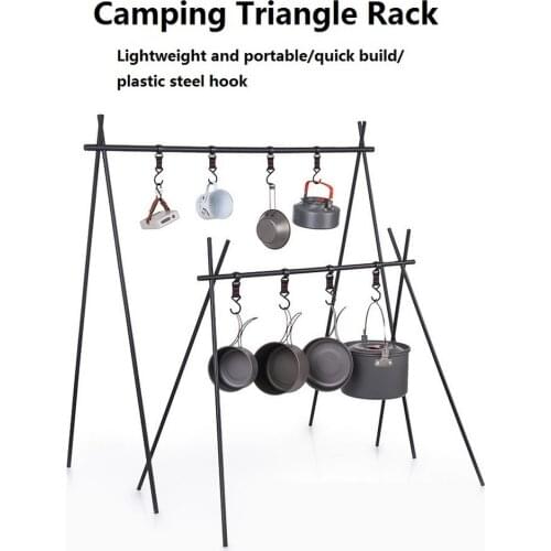 Lightweight outdoor Folding Camping Shelf Aluminum Alloy Clothes Storage Hanger Cookware Eequipment Hanging Rack Triangle Rack
