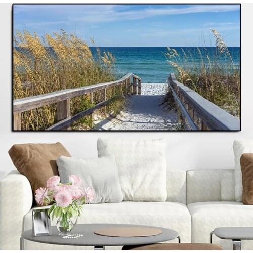 Seascape Canvas Printing Modern landscape Ocean Beach Sea Road Posters And Prints Home Decoration Wall Art Pictures