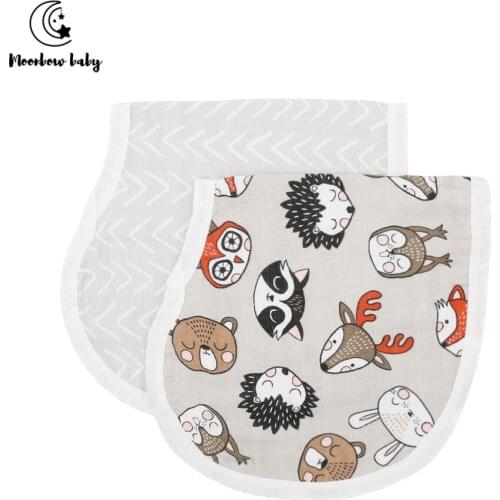Moonbow Baby 100% Cotton Thick Muslin Feeding Towel Burp Cloth Baby Bib 2Pcs Pack