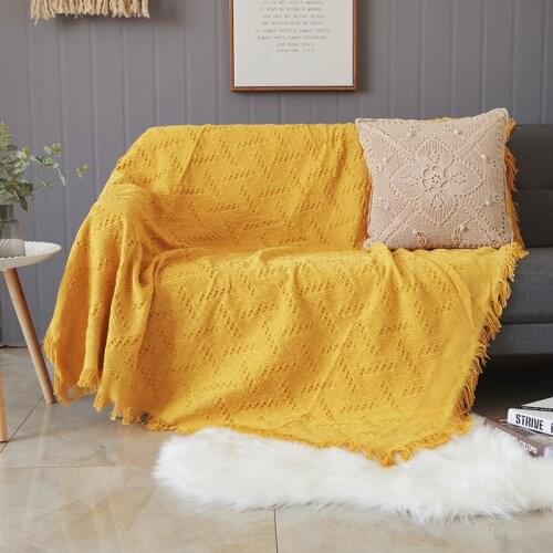 Soft Blanket Warm Cozy Bedding Blanket Knitted Sofa Home Airplane Hotel Throw Sofa Blanket Garden Reading Chair Blanket Yellow