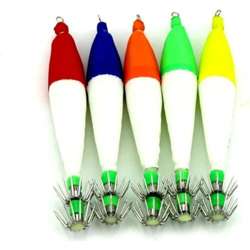 2015 New 10pcs 8.5cm 4.8g squid jigs fishing squid lures Hard fishing lure 5 colors strong fishing hook Free shipping