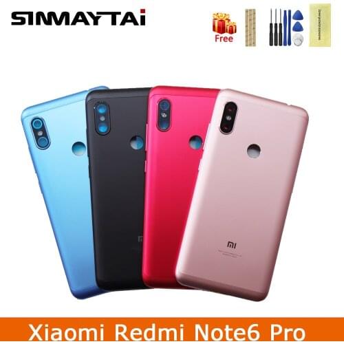 Original Xiaomi Redmi Note 6 Pro Back Cover Housing Redmi Note 6 Pro Rear Battery Door Camera Glass Side Key Replacement Parts