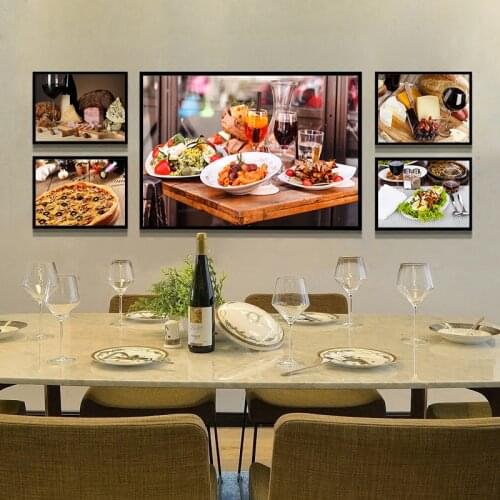 Vegetables Bread Fruit Pizza Seafood Kitchen Canvas Painting Cuadros Restaurant Posters Prints Wall Art Food Picture Living Room