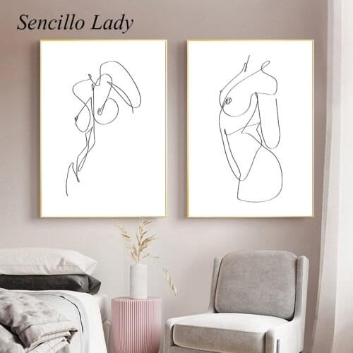 Line Drawing Abstract Art Painting Sexy Femal Body Canvas Poster Nordic Print Simplicity Contemporary Wall Picture Home Decor