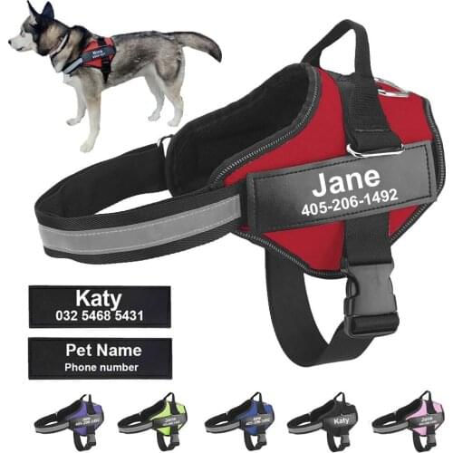 Dog Harness NO Pull Reflection Breathable Adjustable Pet Harness Strap Pet Vest Type Traction Rope ID Custom Dog Outdoor Walk