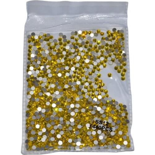 High Refraction Crystal Nail Art Rhinestones SS3 - SS30 Lemon Yellow Color Glass Non Hot Fix Rhinestones For Garment Decoration