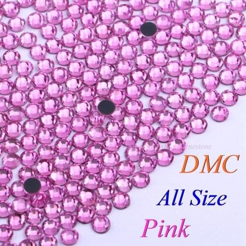 DMC Pink SS6 SS10 SS16 SS20 SS30 Mixed Size Glass Crystals Hotfix Rhinestone Iron-on Rhinestones Shiny DIY Garment Bag With Glue
