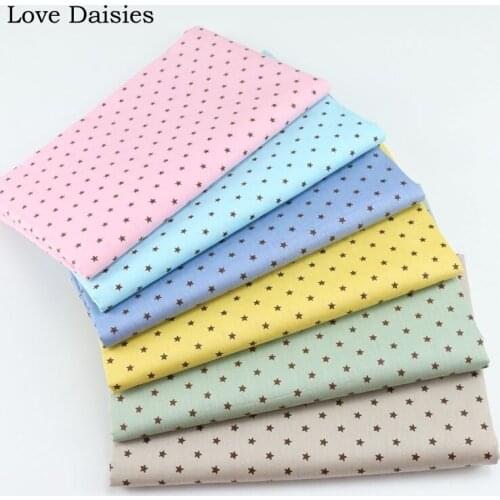 100% Cotton Twill Textile PINK BLUE YELLOW GREEN CAMEL 5 mm Simple Star Fabrics for DIY Bedding Cushion Patchwork Handwork Decor