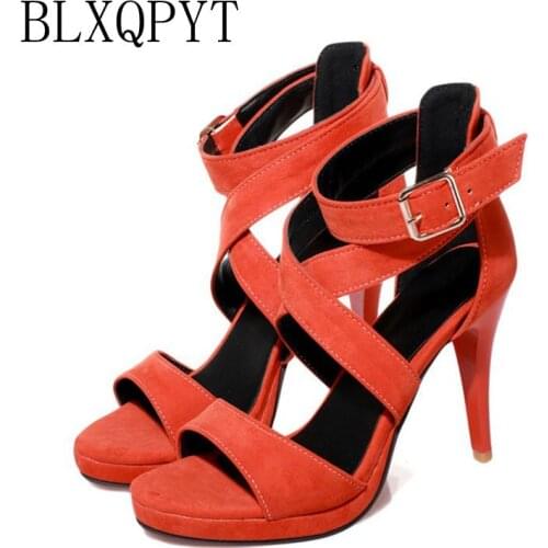 BLXQPYT Super Big Size 32-48 Fashion Party Shoes Woman Sexy High Heels Summer Pumps Ankle Strap Sandals Women wedding 8675-1