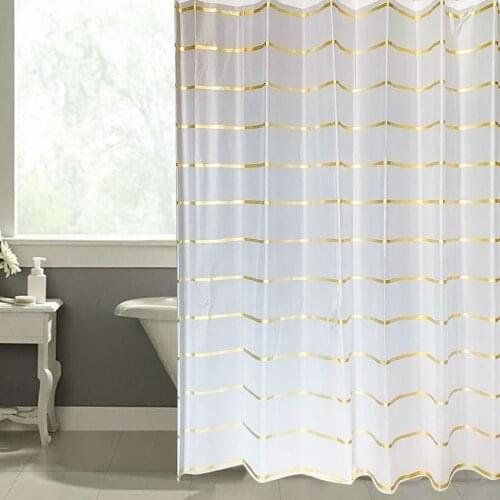 EVA Gold Stripe Waterproof Shower Curtain High Quality Simple Modern Bathing Cover Stocked Eco-Friendly for Home Bathroom Cover