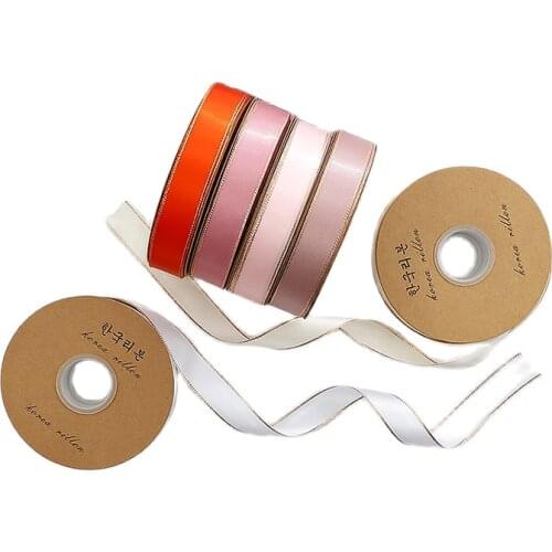 High-End Gold Edge Double-sided Polyester Ribbon Gift Wrapping Ribbon Flower Shop Cake Wrap Ribbon