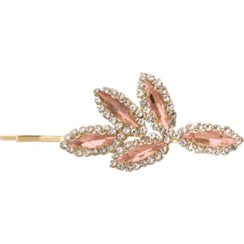 Retro Simple Alloy White Blue Grey Champagne Rhinestone Maple Leaf Bobby Pins Headwear for Women 2pcs/set