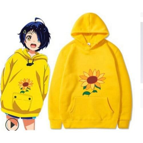Ladies Kawaii Hoodie Sunflower Print Drawstring Hooded Sweatshirt Harajuku Loose Wild Simple Sisters Pullover Top Winter