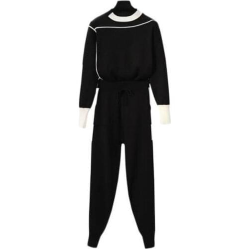 2021 Autumn Big Yards Woman Sweater Suits Knit Casual Tracksuits Crewneck Pullovers+Elastic Pants Two Piece Sets Female Outfits