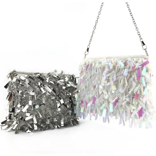 Women Evening Clutch Bag Luxury Bling Sequin Clutch Female Crystal Day Clutch Wedding Purse Party Banquet Silver wedding Handbag