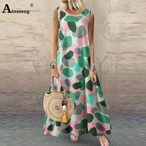 2020 Plus size 4xl 5xl Women Elegant Long Dress Summer Leisure Streetwear Fashion Print Dresses Ladies Vintage Loose Maxi Dress