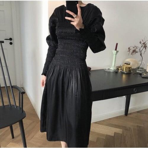 Woman fashion gorgeous dress black and champagne