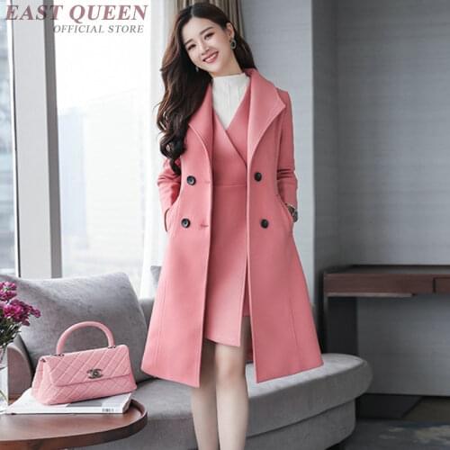2018 High quality women blends coats in spring and winter full sleeve woolen cashmere two pieces coat cardigan AA3292 F