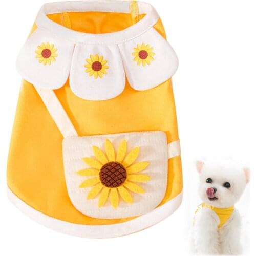 Legendog Pet Dog Vest Clothes Sweet Cotton Sunflower Breathable T-Shirt Sleeveless Vest Dresses For Teddy Chihuahua Small Dogs