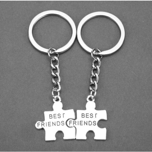 1 Pair Puzzle Key Rings Best Friends Keychain Fashion Jewelry Letters Pendants Key Chain Accessories Friendship Gift