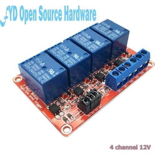 1pcs 4 Road 4 Channel 12V Relay Module with Optocoupler Isolation Supports High and Low Level Trigger New