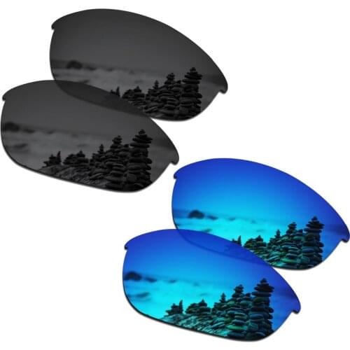 SmartVLT 2 Pairs Polarized Sunglasses Replacement Lenses for Oakley Half Jacket Stealth Black and Ice Blue