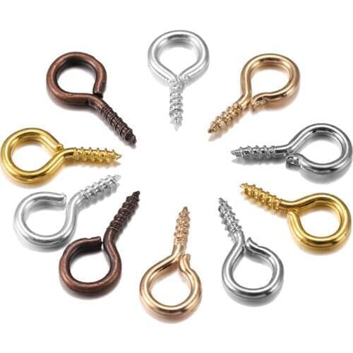 350pcs Small Tiny Mini Eye Pins Eyepins Hooks Eyelets Screw Threaded Gold Clasps Hooks Jewelry Findings For Making DIY