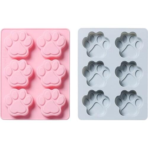 6 Cells Large Size Dog Footprints Style Cake Molds Childrens Food Supplement Baking Dessert&Pastry&Chocolate Silicone Mould