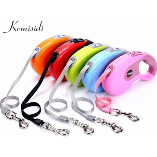 KEMISIDI Bulk Plastic Casing Scalable Automatic Thai Rubber Dog Nylon Traction Rope Supplies Blue, Orange, Pink, Red, Green