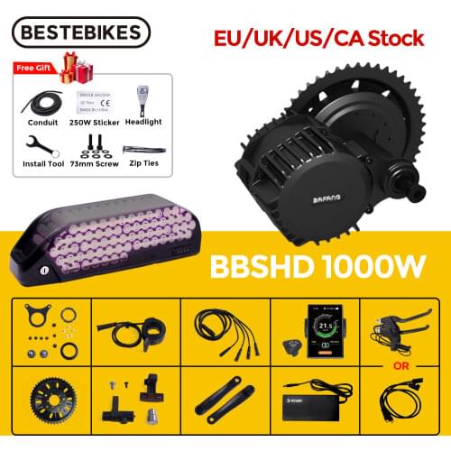 Bafang Motor BBSHD BBS03 48V 52V 1000W Mid Drive Motor Ebike Electric Motor Bike Conversion Kit BBS03 52V17.AH Samsung Battery