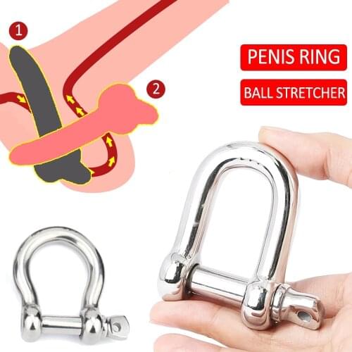 BDSM CBT Delay Ejaculation Ball Stretcher Male Cock Penis Ring Lock Scrotum Pendant Weight Chastity Belt Device Sex Toys For Men