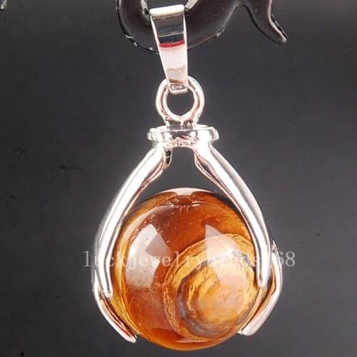 Free Shipping Women Fashion Jewelry 18x28mm Tigers Eye Round Hand Women Men Pendant Bead C4101