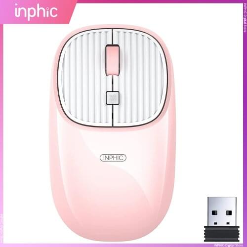 Inphic Wireless Mouse, 18-Month Battery Laptop Mouse with USB Receiver, 2.4G 2400DPI Ergonomics Cordless Mouse, 5 DPI, Portable