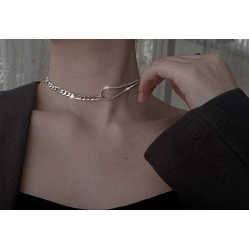 Shiny Asymmetric Chain Double Layer Crystal Rhinestone Necklace Simple Stitching Clavicle Chain Necklace Female Jewelry Gifts