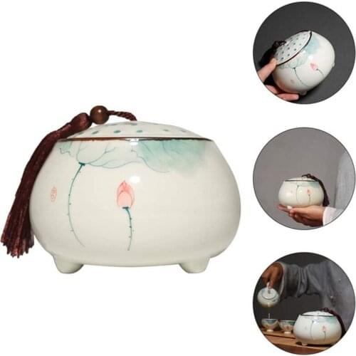 Tea Pot Chinese Ceramic Storage Pot Kitchen Food Storage Pot with Lid Snacks Snacks Spices Cereals Cereals Cereals