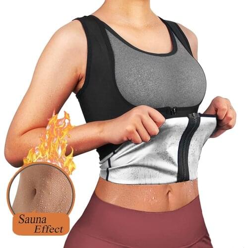 Women Waist Trainer Vest Sauna Shaper Sweat Tank Top Slimming Body Shapewear Zipper Thermo Heat Trapping Compression Corset Belt