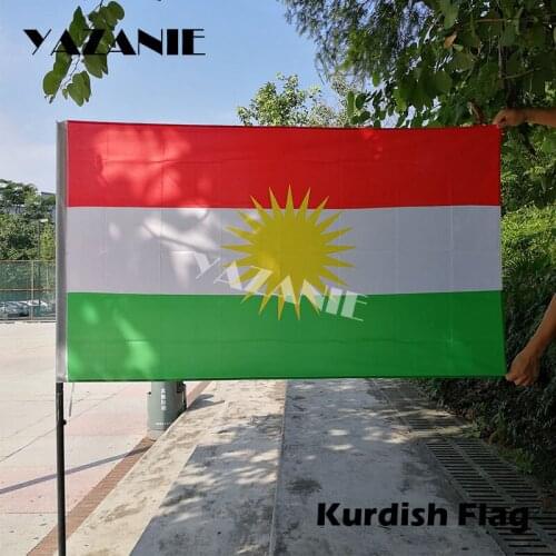 YAZANIE 90x150cm The Kurdish Flag Polyester Flag Good Quality Hanging Flag and Bannes 2 Sides Printed Home Party Event Flag
