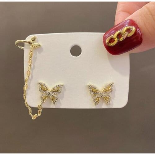 Korean Earrings Fashion Jewelry Crystal Asymmetric Butterfly Earrings Brincos Stud Statement Earrings For Women Wholesale