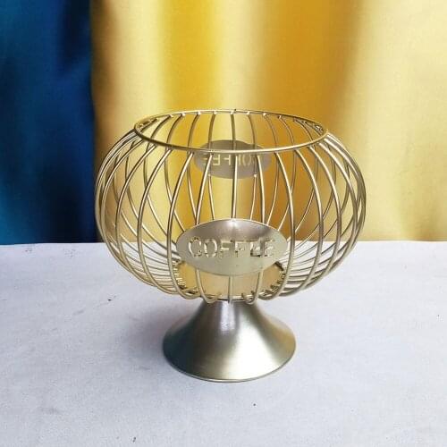 Wrought Iron Coffee Pod Holder Organizer Storage Basket Home Cafe Coffee Cup Basket Stand Capsule Display Rack Decor Accessories