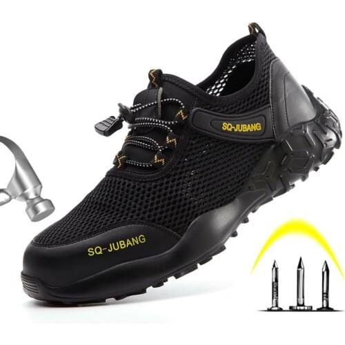 2020 Summer Mesh Breathable Men Safety Shoes Steel Toe cap Work Shoes Lightweight and Comfortable Working Boots Men Sneakers