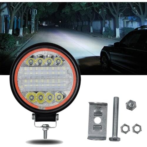 72W Round LED Work Light For Car Truck Off-Road 4x4 SUV ATV Tractor Boats Super Bright Flood Spot Light Headlight Driving Lamps