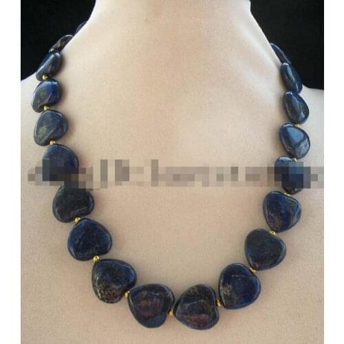 Fashion lapis lazuli heart blue 16mm necklace 18" 36"nature wholesale beads