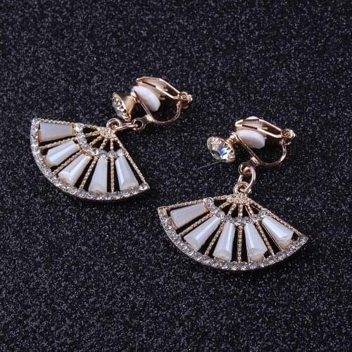 JIOFREE Fashion Jewelry Rhinestones Square Wedding Girls Simple Clip on Earrings Without Piercing for Women No Ear Hole Earrings