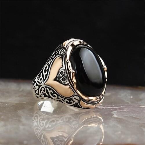 Onyx Gemstone 925 Sterling 925 K Silver Men 'S Ring