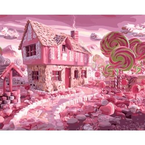 DIY Digital Painting By Numbers Package The Candy house oil painting mural Kits Coloring Wall Art Picture Gift frameless