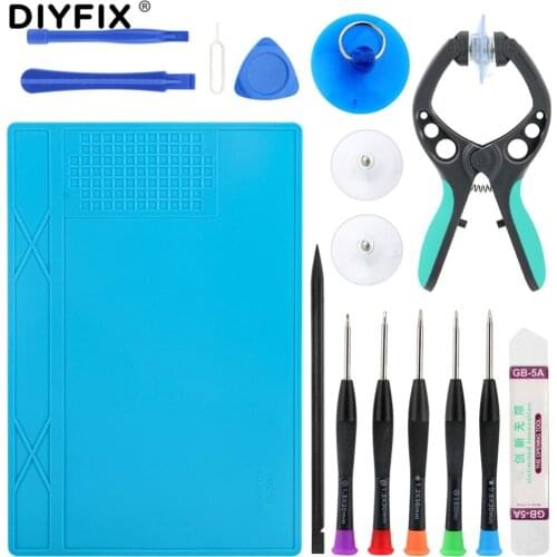 DIYFIX Mobile Phone Repair Tools Screwdriver Open Tool Set Heat Insulation Silicone Pad for BGA Soldering Repair DIY Tools Set