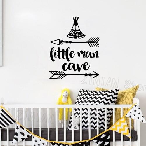 Little Man Cave Baby Nursery Wall Stickers Nontoxic PVC Woodland Style Kids Bedroom Arrow Mural Home Decor Wall Decals Z440